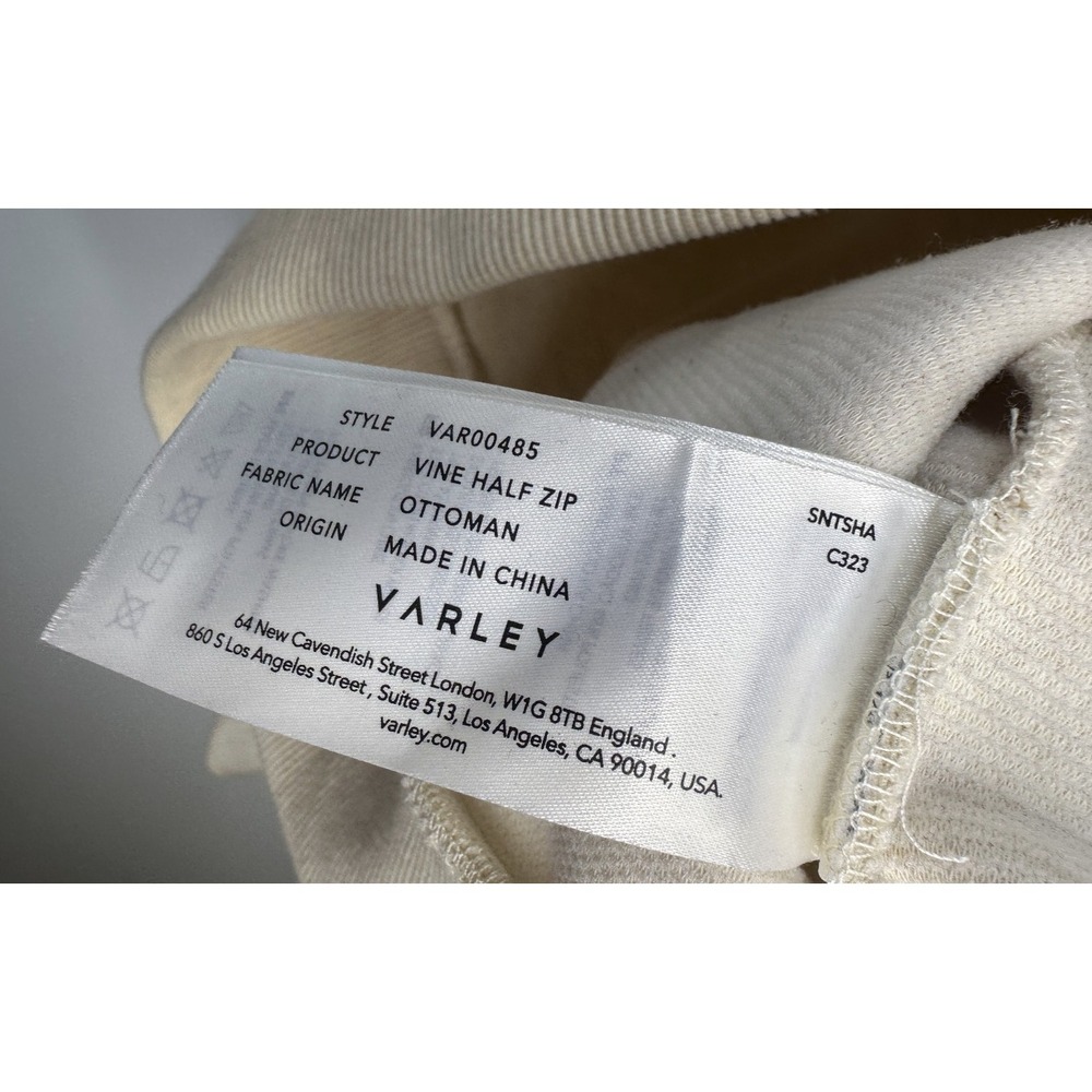 Varley Vine Half Zip Ottoman Ribbed Knit Pullover Beige Top Women's Oversized XS - Picture 9 of 13